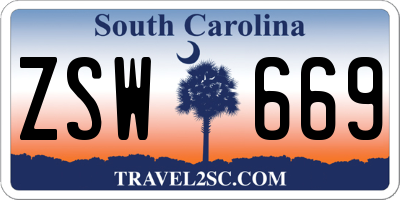 SC license plate ZSW669