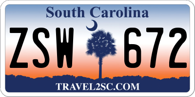 SC license plate ZSW672