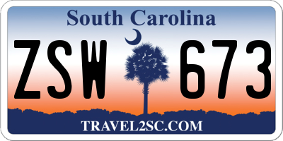 SC license plate ZSW673