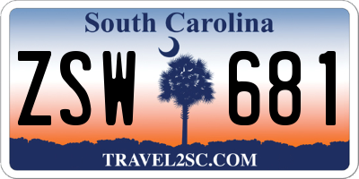 SC license plate ZSW681