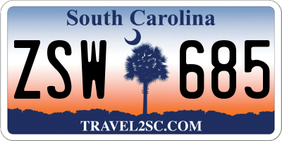 SC license plate ZSW685