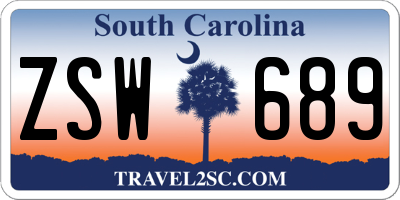 SC license plate ZSW689