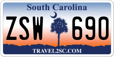 SC license plate ZSW690