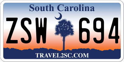 SC license plate ZSW694