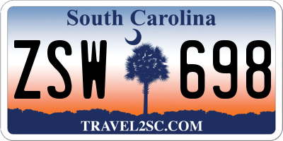 SC license plate ZSW698
