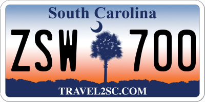 SC license plate ZSW700
