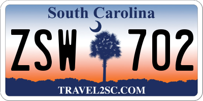 SC license plate ZSW702
