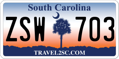 SC license plate ZSW703