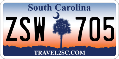 SC license plate ZSW705