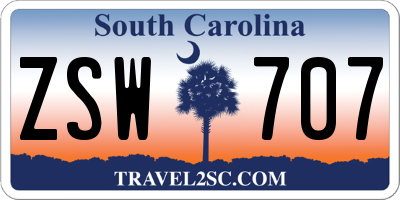 SC license plate ZSW707