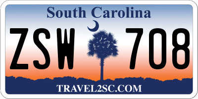 SC license plate ZSW708