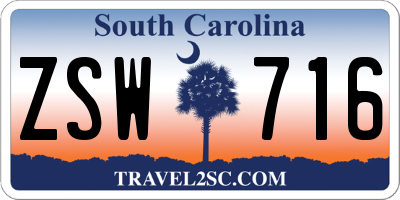 SC license plate ZSW716