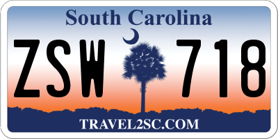 SC license plate ZSW718