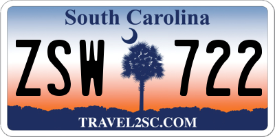 SC license plate ZSW722