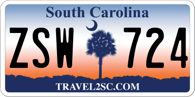 SC license plate ZSW724