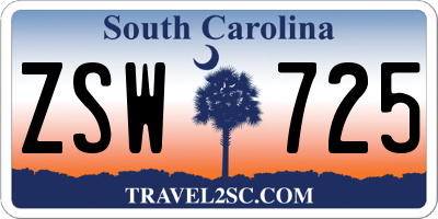 SC license plate ZSW725