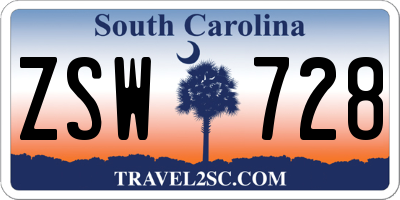 SC license plate ZSW728