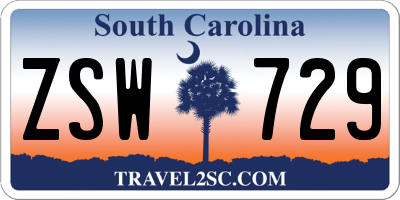 SC license plate ZSW729