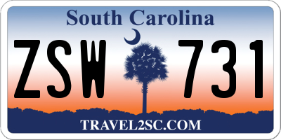 SC license plate ZSW731