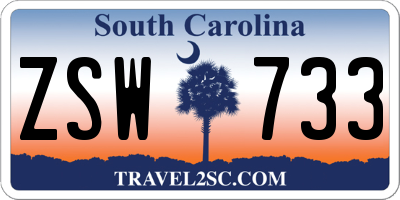 SC license plate ZSW733
