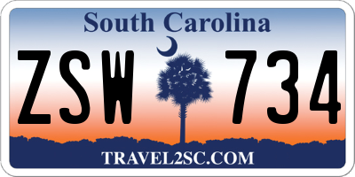 SC license plate ZSW734