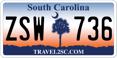 SC license plate ZSW736