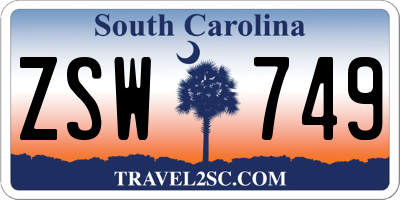 SC license plate ZSW749