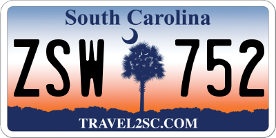 SC license plate ZSW752