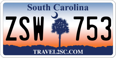 SC license plate ZSW753