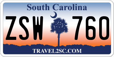 SC license plate ZSW760