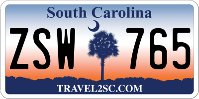 SC license plate ZSW765