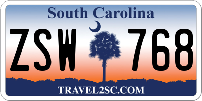 SC license plate ZSW768