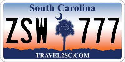 SC license plate ZSW777