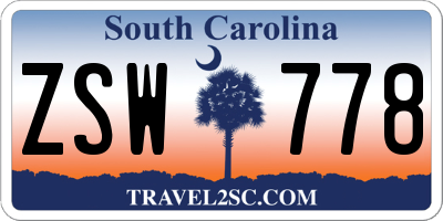 SC license plate ZSW778