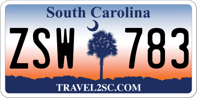SC license plate ZSW783