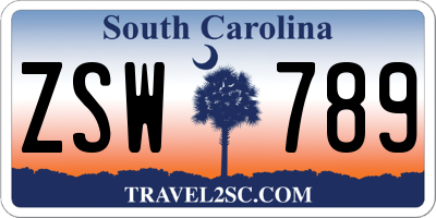 SC license plate ZSW789