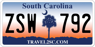 SC license plate ZSW792
