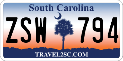 SC license plate ZSW794