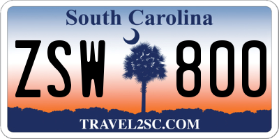 SC license plate ZSW800