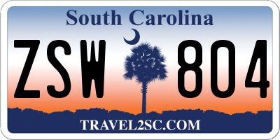 SC license plate ZSW804