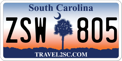SC license plate ZSW805