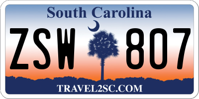 SC license plate ZSW807