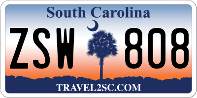 SC license plate ZSW808