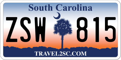 SC license plate ZSW815