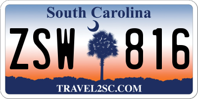 SC license plate ZSW816