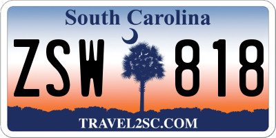 SC license plate ZSW818