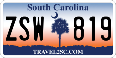SC license plate ZSW819