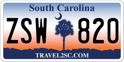 SC license plate ZSW820