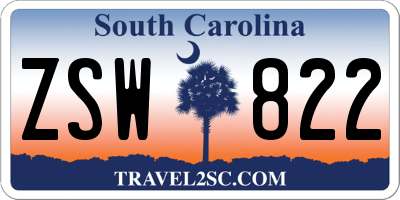 SC license plate ZSW822