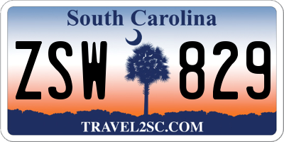 SC license plate ZSW829